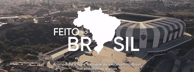 Vista aérea da Arena MRV, em Belo Horizonte, em cena da websérie Feito no Brasil da ArcelorMittal