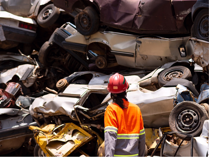 Trabalhador em área de sucata